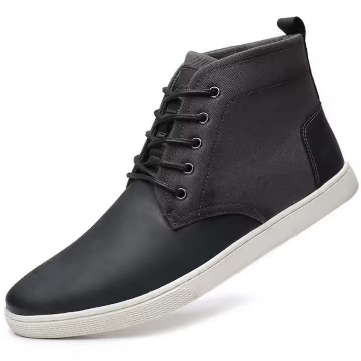 Botas británicas de cuero genuino para hombres, zapatos de cuero con suela blanca Zhongbang pulido retro - 1