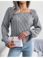 Suéter de punto con botones para mujer, Jersey holgado de manga larga, otoño, 2023 - details 3