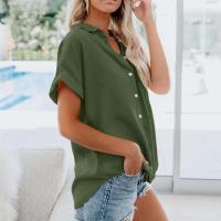 Blusa lisa de manga corta para mujer, camisa informal de un solo pecho, de moda - details 62