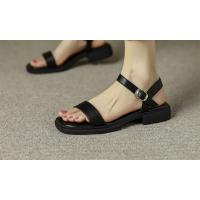 Sandalias de Mujer de Cuero Genuino Básico de Tacón Bajo Moda de Verano 2025 - details 5