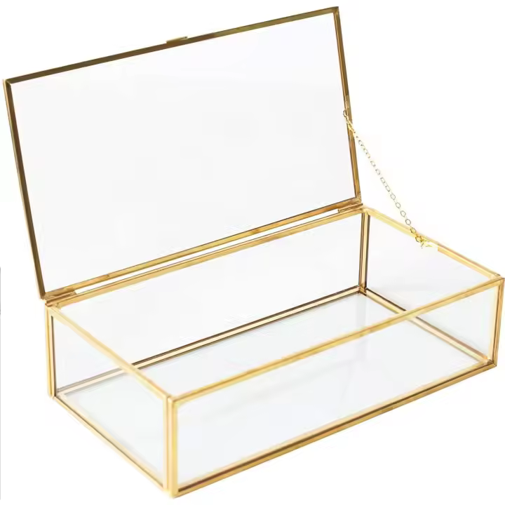 Caja Transparente de Cristal, Caja de Vidrio Geométrica, Adornos, Caja Rectangular de Cristal - 1