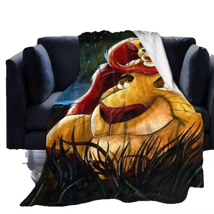 Manta de Lion King Simba Suave y Cómoda para Sofá y Cama Individual de Invierno Grueso y Cálido Manta de Peluche de Forro de Lana para Adultos y Niños Tamaño Completo Estilo Todo Año - 1