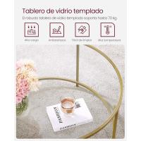 Mesa de Centro Redonda, Mesa de Cristal con Marco de Acero, Mesa de Salón, Mesa de Café - details 6