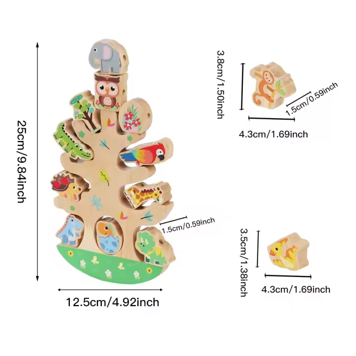 Wooden Balance Tree, Montessori Educational Toys for 3+ Years Old Stacking Blocks Develops Fine Motor Skills&Cognitive Abilities - 1