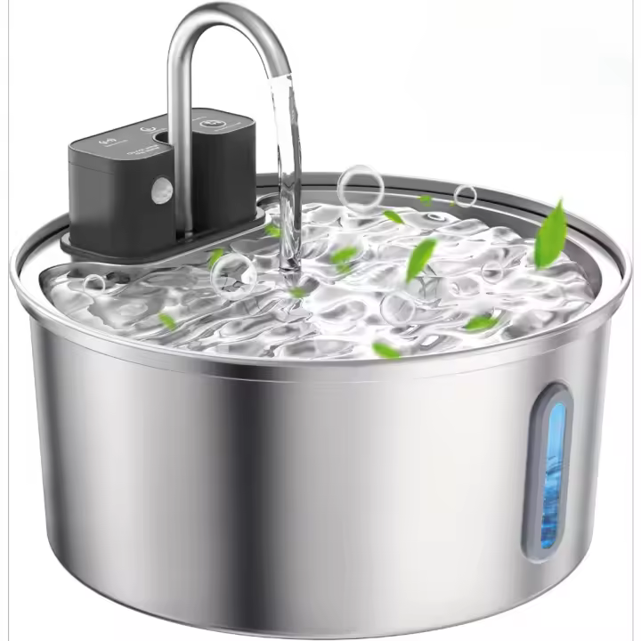 Fuente de Agua para Gatos Inalámbrica 108oz/3.2L Operada por Batería de Acero Inoxidable - 1