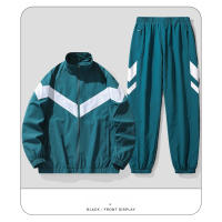 Conjunto Deportivo Casual para Hombres Primavera/Verano Chaqueta de Tracksuit con Cremallera, Pantalones con Cordón Material de Poliéster Diseño Sólido - details 14