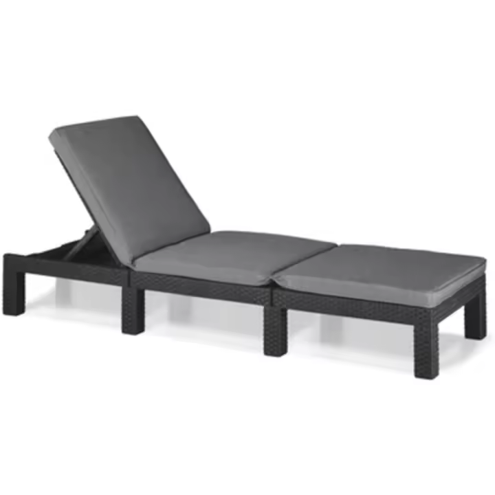 Sillón de Jardín al Aire Libre Estructura Reforzada con Cojín 4 Posiciones de Apoyo Diseño Gris - 1