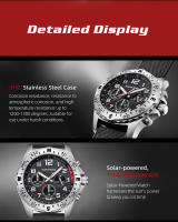 NORTH EDGE MACH Ⅱ solar Men 's Watch 316L stainless steel case three time Plate Night Light puntero TPR nylon Correa 104g - details 9