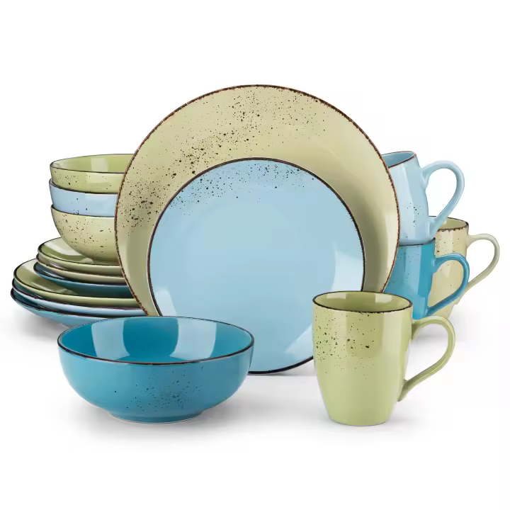 Platos de Cerámica Mezcla de Colores Vancasso Navia 16 Piezas Juego de Tazas Platos de Postre y Sopa Redondos para 4 Personas Producto Ecológico Ideal para Fiesta y Uso Diario - 1