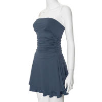M23DS735 Vestido superior de color sólido plisado de cintura alta ajustado nuevo a la moda para mujer - details 49