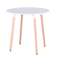 EGOONM-Mesa redonda nórdica de madera maciza, pequeña sala de estar familiar, Simple y moderna, mesa de comedor blanca - details 1