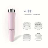 4 mini bolígrafos de masaje eléctricos para ojos, cara, cuerpo, esencia, introductor, masajeador de belleza, blanco y rosa - details 2