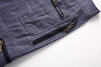 Summer men's cotton multi-pocket solid color 7-point Library, casual sports shorts - details 22