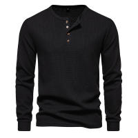 Camiseta de manga larga Henley para hombre, camisa básica transpirable con botones, informal, Color sólido, otoño - details 16