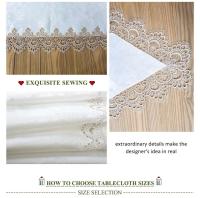 Caminos de mesa de comedor circulares cuadrados, diseño de mantel bordado ENCE, blanco beige, utilizado para restaurantes, bodas y fiestas - details 11