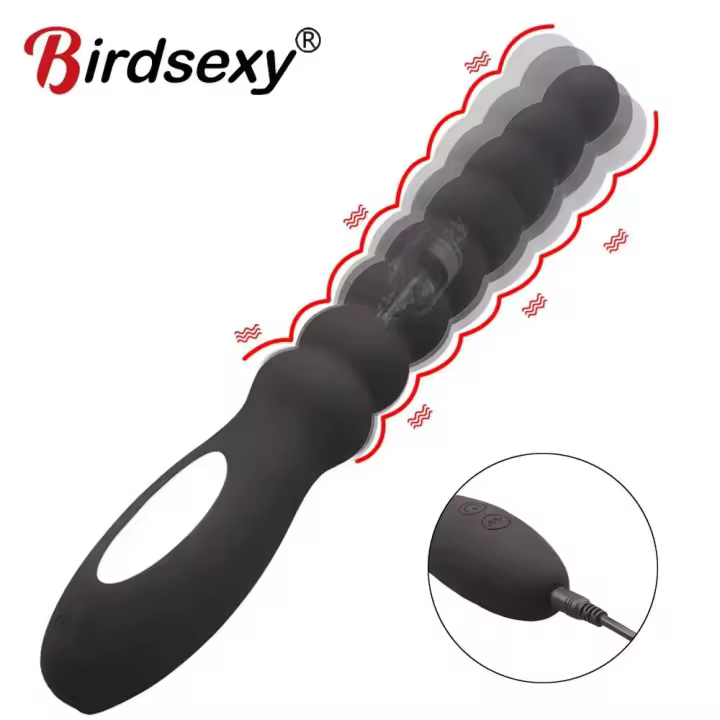 Vibrador de 10 velocidades, cuentas anales, masaje de próstata, doble Motor, estimulador de tapón Anal, vibradores con carga USB, Juguetes sexuales para hombres y mujeres - 1