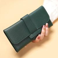 Cartera de moda para mujer, bolso de mano triple largo de piel sintética, monedero con tapa elegante, tarjetero multifuncional con botón a presión - details 6