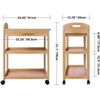 Carro de Cocina sobre Ruedas con cajón y estantes, Estante rodante de bambú de 3 Niveles con encimera de Madera Maciza y Ruedas bloqueables (Natural) - details 4