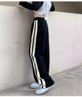 Pantalones deportivos rectos sueltos de moda a rayas de verano de estilo americano de pierna ancha informal para hombres y mujeres - details 3