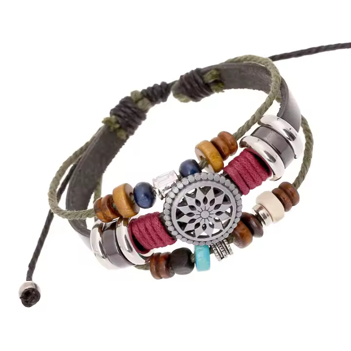 Pulsera de cuero vintage 2025 individual, cuentas de cuero auténtico versátil, regalos para hombre. - 1