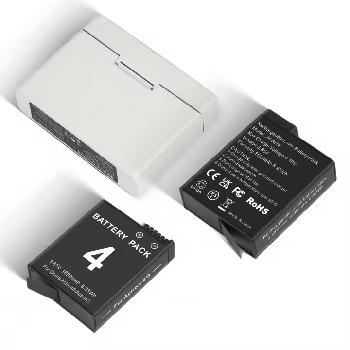 Paquete de 2 baterías de repuesto Osmo Action 4/3 para cámara Osmo Action 4/3, con cargador portátil de 2 canales, 1800mAh - 1