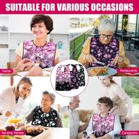 Baberos para adultos, 3 paquetes de baberos para adultos con flor de cerezo para mujeres que comen lavables con recogemigas Baberos para adultos Babero lavable Protector de ropa impermeable reutilizable - details 4
