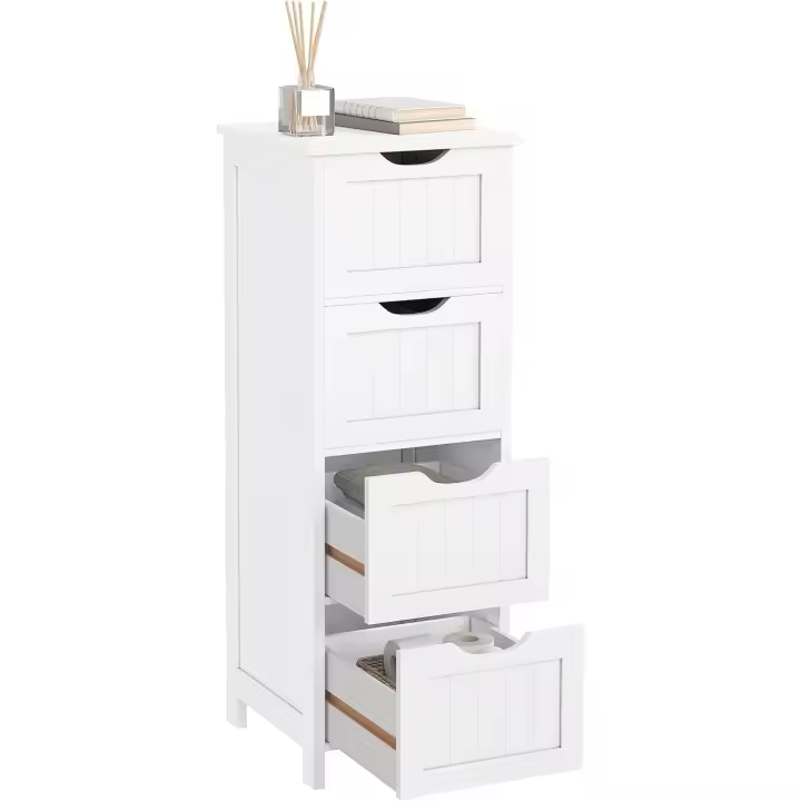Cómoda Mueble de 4 Cajonera Aparador Armario Botiquín Lateral Mueble Almacenaje Organizador para Baño Cocina Salón y Dormitorio MDF 30X30X82cm - 1