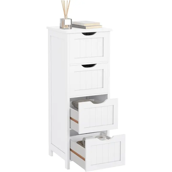 Cómoda Mueble de 4 Cajonera Aparador Armario Botiquín Lateral Mueble Almacenaje Organizador para Baño Cocina Salón y Dormitorio MDF 30X30X82cm - 1