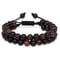 Pulsera de cuentas de ojo de tigre para hombre, pulsera de hematita de piedra Natural, pulseras con dijes de distancia de doble capa, joyería para el cuidado de la salud para hombre - details 5