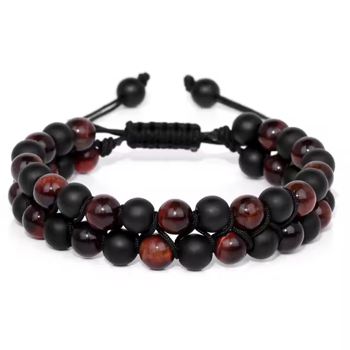Pulsera de cuentas de ojo de tigre para hombre, pulsera de hematita de piedra Natural, pulseras con dijes de distancia de doble capa, joyería para el cuidado de la salud para hombre - 1