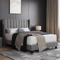 Cama Doble Tapizada 140 x 200cm Estructura de Madera y Metal Moderno Ideal para Adultos 2 Personas - details 9