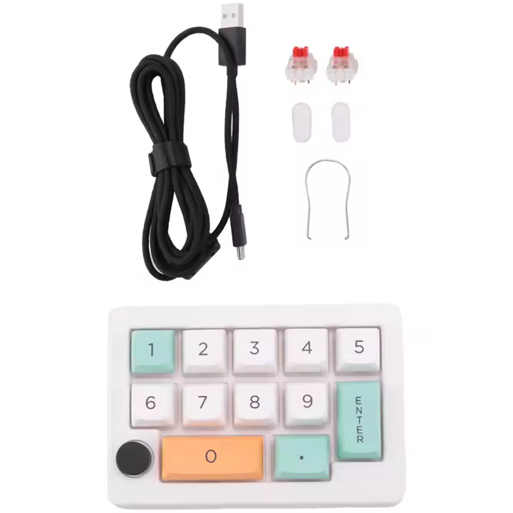 Interruptor mecánico Macro programable de 13 teclas, interruptor intercambiable en caliente, luz RGB de 7 colores, Mini teclado para juegos, teclado numérico blanco - 1