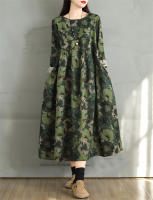 Vestido Floral de Algodón Vintage Moda Casual para Mujeres Primavera Otoño - details 30