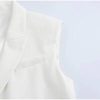 OUWU-Novedad de pantalones largos blancos Wo, Chaqueta corta sin mangas con solapa, Tops, Pantalones de pierna ancha, Conjuntos de 2 piezas, Tres conjuntos elegantes para - details 10
