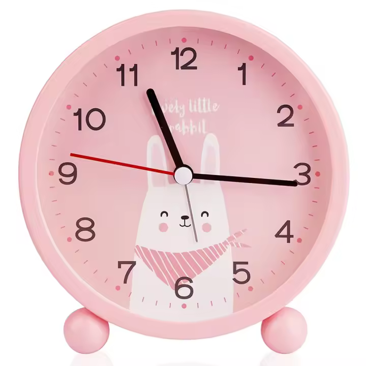 Despertador silencioso de animales con luz nocturna para niños,Despertador infantil simpático estampado ,Despertador analógico de cuarzo sin tic-tac, Bonito Reloj de escritorio,Decoración del hogar (osito,conejo y zorro) - 1