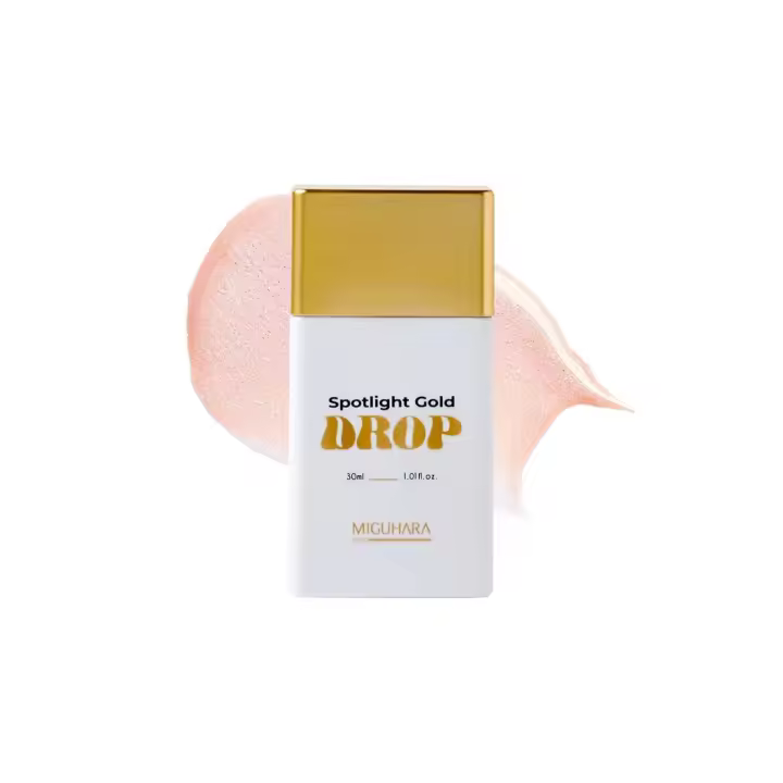 MIGUHARA Spotlight Gold Drop (oro champán) Iluminador con infusión de cuidado de la piel Fórmula potenciadora del brillo Brillo instantáneo Ligero, - 1