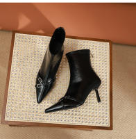 Moda nueva hebilla de cinturón stiletto botas cortas de mujer - details 28