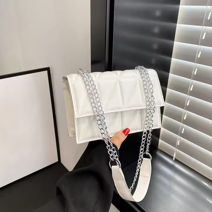 Bolso con asa de cuero de PU para mujer, bolso cruzado con correa de cadena para mujer - 1