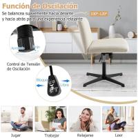 Silla Escritorio sin Brazos, Silla de Oficina con Tela de Lino, Mecedora 120 ° , Altura Ajustable, Silla Tocador con Piernas Cruzadas Estudio Dormitorio Oficina, 71 x 66 x 78-91,5 cm - details 5