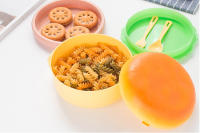 Fiambrera hamburgas, Tupper para niños, colegio, con 3 Compartimentos y Cubiertos,Apta para Microondas - details 7