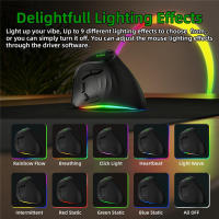 Ratón inalámbrico vertical de doble modo 2.4G ergonómico 4000 DPI 9 botones retroiluminación RGB ratón silencioso inalámbrico recargable para escritorios - details 1