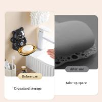 Jabonera en forma de gato para colgar en la pared PP No requiere perforación Jabonera montada en la pared Bandeja para llaves estable que ahorra espacio - details 1