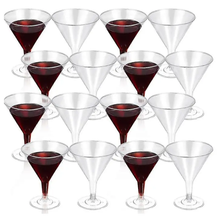 Copas de Martini de plástico, copas de vino transparentes, tazas de fiesta reutilizables, tazas de postre para cóctel, champán - 1
