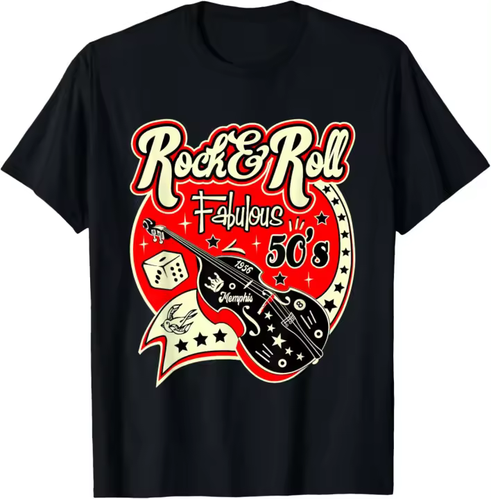 Camisetas Rockabilly para Hombre y Mujer, Camiseta Retro de los años 50, Rock and Roll - 1
