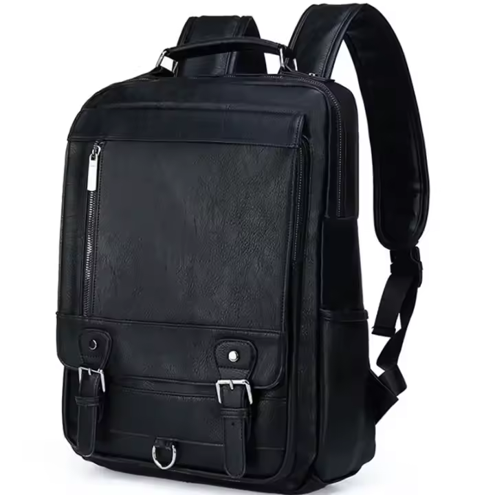 Mochila de cuero para hombre, Bolso de Negocios para portátil de 15,6 pulgadas, de gran capacidad, para viaje y Colegio - 1