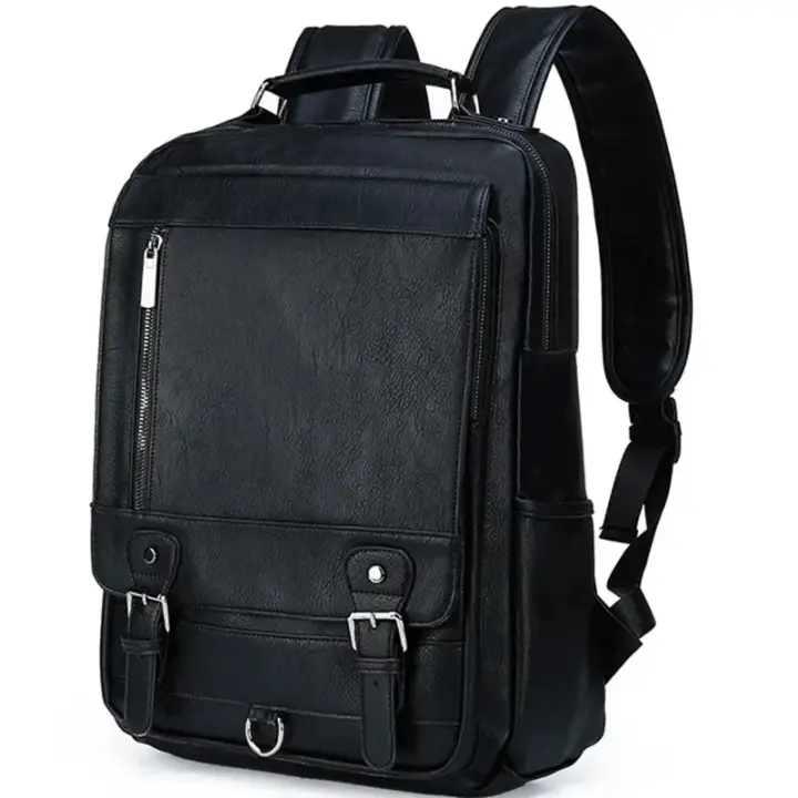 Mochila de cuero para hombre, Bolso de Negocios para portátil de 15,6 pulgadas, de gran capacidad, para viaje y Colegio - 1
