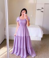 2025 nuevo vestido de hadas de color largo con hombros descubiertos y flores rotas para mujer primavera/verano - details 5