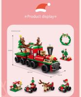 Juego de bloques de construcción 6 en 1 para niños, juguete de ladrillos para armar tren y árbol de Navidad, con luz, para regalo de Navidad - details 2