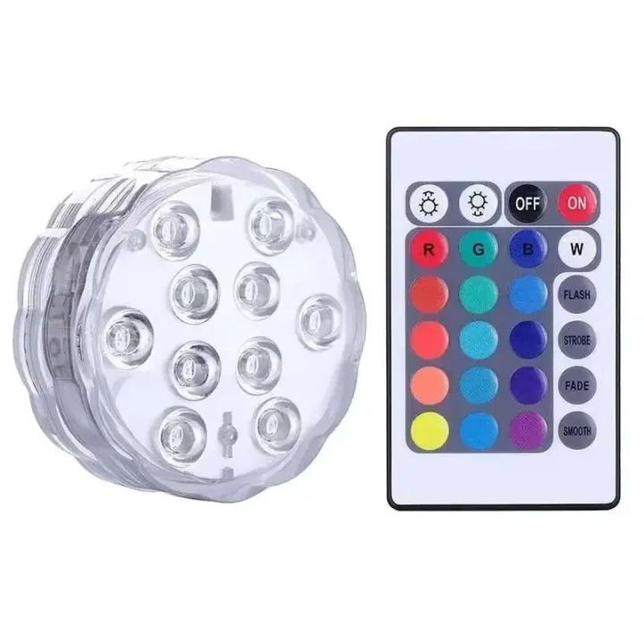 LED de buceo con batería RGB 10LED, luz subacuática para piscina de jardín nocturno, florero de boda - 1