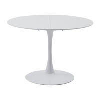 EGOONM Mesa de comedor redonda de 110 cm y juego de sillas de comedor de 6 piezas para cocina, escritorio de estudio en casa, mesa de centro, comedor blanco/negro - details 8